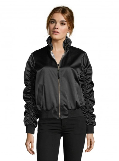 Robert Graham Women's Fiona Satin Bomber Jacket In Black Size: Xl By