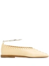 Jil Sander 10mm Metal Ankle Stitched Leather Flats In Neutrals