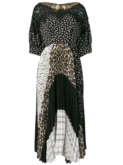 Antonio Marras Puff-sleeve Patchwork Jersey Dress In Black