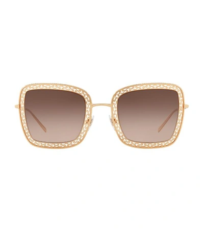 Dolce & Gabbana Embellished Frame Square Sunglasses In Gold
