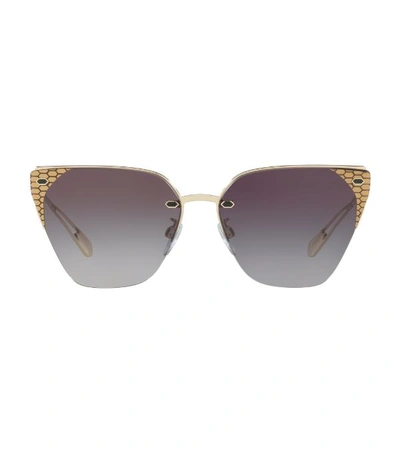 Bvlgari Womens Gold Bv6116 Serpenti Cat Eye-frame Sunglasses In Grey Gradient