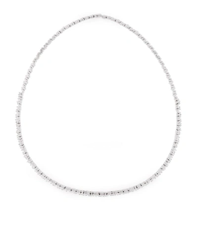 Suzanne Kalan 18k White Gold Fireworks Diamond Tennis Necklace In Multi