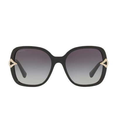 Bvlgari Embellished Square Sunglasses In Blue