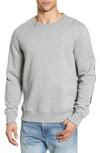 BILLY REID DOVER CREWNECK SWEATSHIRT WITH LEATHER ELBOW PATCHES,M104-2703