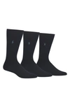 Polo Ralph Lauren Super Soft Crew Dress Socks 3-pack In Navy