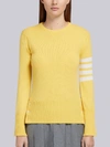 Thom Browne 4-bar Crew Neck Cashmere Jumper In Yellow