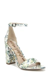 Sam Edelman Women's Yaro Ankle Strap Block Heel Sandals In White Multi Fabric