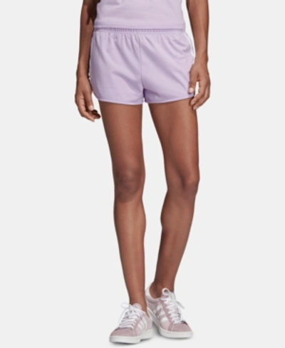 Adidas Originals Adidas Women's Originals 3-stripes Shorts In Purple Size X-small Cotton/polyester/knit In Purple Glow