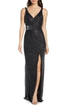 MAC DUGGAL BEADED MESH COLUMN GOWN,1070