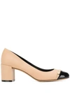 Ferragamo Avella Patent-trim Leather Pumps In Neutrals