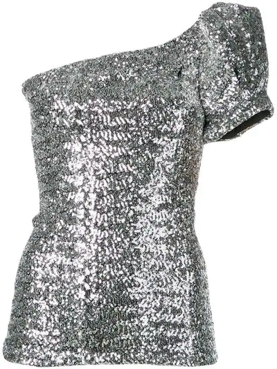 Isabel Marant Ocha Sequinned One-shoulder Top In Silver