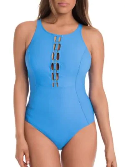 Amoressa By Miraclesuit Open-back One-piece Swimsuit In Pool Blue