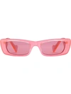 GUCCI EYEWEAR 长方形框太阳眼镜 - 粉色