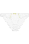 AGENT PROVOCATEUR LAURELIE SATIN-TRIMMED EMBROIDERED STRETCH-TULLE BRIEFS