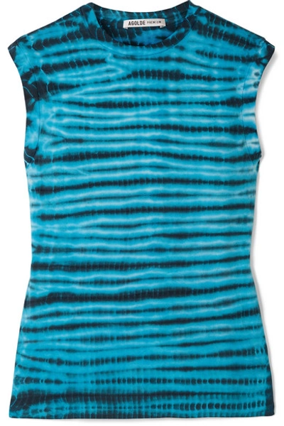 Agolde Tie-dyed Cotton-jersey Tank In Blue