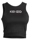 Kenzo Cropped Printed Stretch-cotton Jersey Top In Black