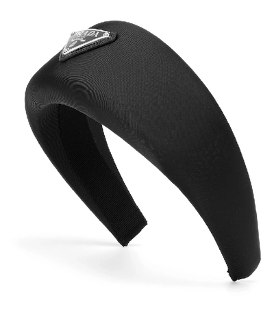 PRADA LOGO-EMBELLISHED SATIN HEADBAND,P00384447