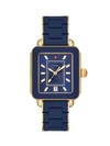 MICHELE WATCHES Deco Sport Two-Tone Blue Wrapped Silicone & Goldplated Sterling Silver Bracelet Watch