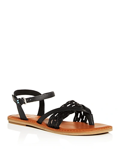 Toms Women's Lexie Thong Sandals In Black Braid Leather