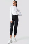 ASTRID OLSEN X NA-KD Contrast Seam Cropped Trousers Black