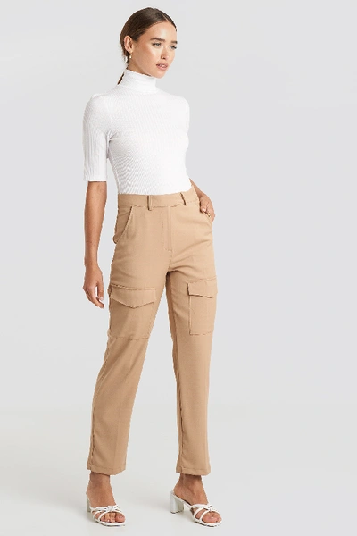 Na-kd Patch Pocket Straight Trousers - Beige