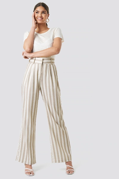 Kae Sutherland X Na-kd Tailored Striped Trousers - Beige