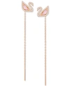 SWAROVSKI ROSE GOLD-TONE CRYSTAL SWAN & REMOVABLE CHAIN DROP EARRINGS