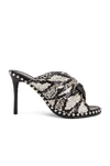 Alexander Wang Lily Snake-skin & Leather Twist Stiletto Backless Sandals In Black