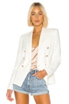 L'agence Kenzie Double-breasted Leather Blazer In Ivory