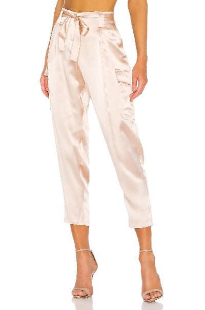 L Agence Roxy Paperbag Waist Silk Trousers In Blush