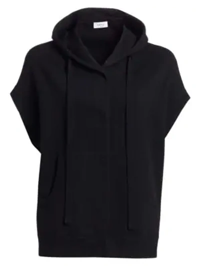 Akris Punto Hooded Cap Sleeve Stretch-wool Vest In Black