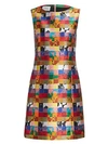 AKRIS PUNTO WOMEN'S FLORAL SQUARED JACQUARD SLEEVELESS SHIFT DRESS,0400010222544