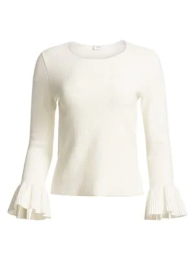 Akris Punto Flounce-sleeve Knit Pullover Sweater In Cream