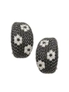 ROBERTO COIN 18K White Gold Diamond & Black Sapphire Flower Earrings