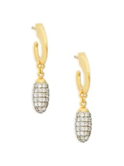 Gurhan 24k Diamond Half Hoop Dangle Drop Earrings In Gold
