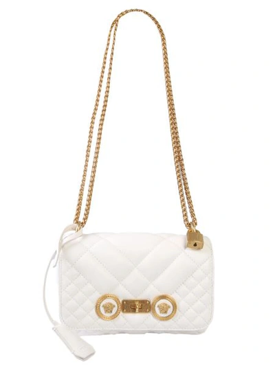 Versace Small Icon Shoulder Bag In White