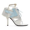 Off-white Heeled Runner Leather Sandals In Wht/baby Bl