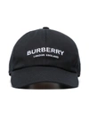 BURBERRY BURBERRY LOGO EMBROIDERED BASEBALL CAP - 黑色