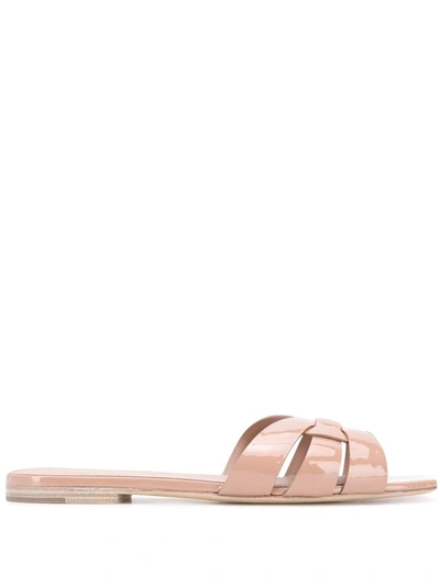 Saint Laurent Tribute Flat Sandals In Pink