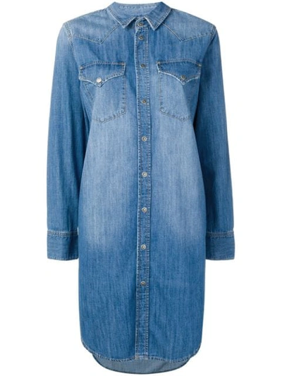 Diesel Long-sleeved Denim Shirt Dress In Blue