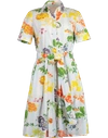 CAROLINA HERRERA Floral Print Belted Shirt Dress