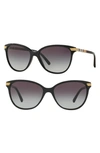 Burberry Check 57mm Polarized Gradient Cat Eye Sunglasses In Black