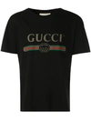 GUCCI GUCCI GG LOGO PRINT T-SHIRT - BLACK