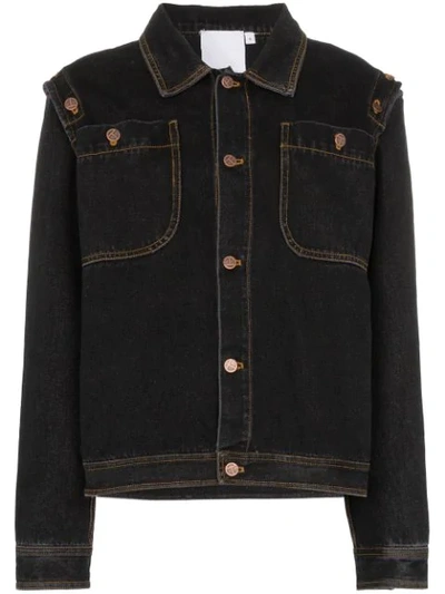 Telfar Detachable Sleeve Denim Jacket In Blue