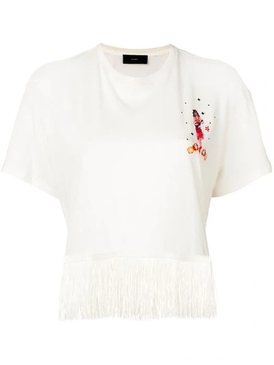 Alanui Hawaiian Girl Fringed T-shirt - 粉色 In White