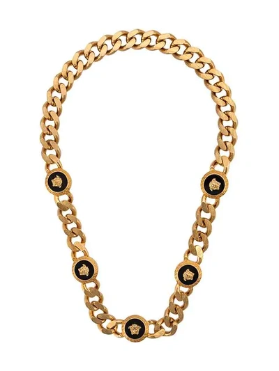 Versace Halskette Mit Emaillierten Medaillons In K41t Gldblk