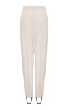 AMAL AL MULLA IVORY SUEDE FITTED CROP PANTS,748237