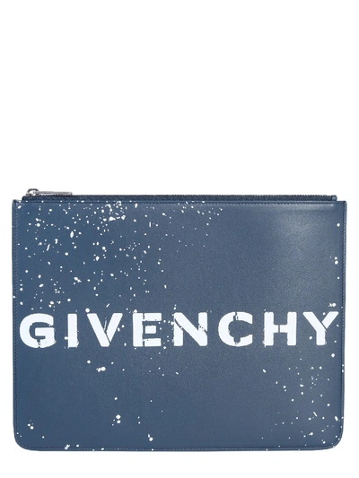 Givenchy Logo Pouch In Blu