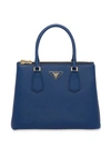 Prada Galleria Medium Textured-leather Tote In Blue
