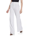 Alice And Olivia Dylan High Waist Wide Leg Pants In Ecru Vegan Leather In White